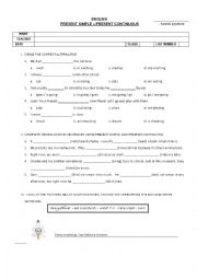 English Worksheet: PRESENT SIMPLE - PRESENT CONTINUOUS