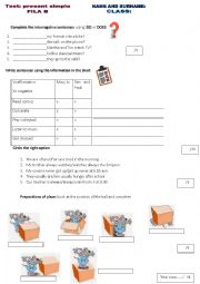 English Worksheet: test: revision : present simple-frequency adverbs-prepositions of place