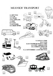 English Worksheet: Means of transport