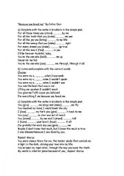 English Worksheet: Because you loved me