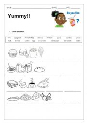 English Worksheet: Food - likes and dislikes