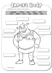 English Worksheet: Shrek�s Body