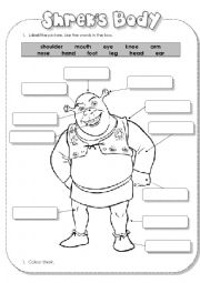 English Worksheet: Shreks Body