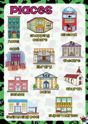 English Worksheet: PLACES in Town POSTER [Elementary]