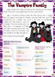 The Vampire Family READING ACTIVITY