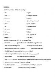 English Worksheet: Prefixes