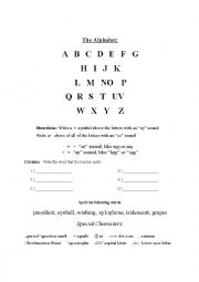 English Worksheet: The Alphabet: Letter Sounds, Dictation, Spelling