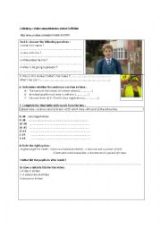 English Worksheet: This is britain : school video listening comprehension