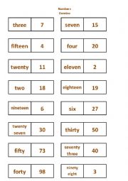 Numbers 1-100 Domino game