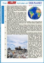 English Worksheet: The HELLISH future of OUR PLANET.   READING or TEST