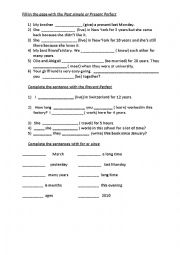 English Worksheet: present perfect with for and since