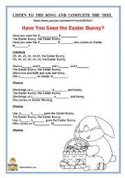 English Worksheet: easter song listening activity