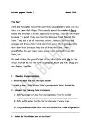 English Worksheet: Revision paper for grade 7 Tunisian programme module3
