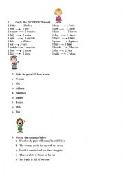 English Worksheet: plurals and numbers