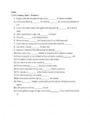 English Worksheet: weather collocations