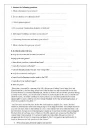 English Worksheet: talking about school