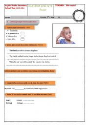 English Worksheet: a mid-term english test for 3rd formers