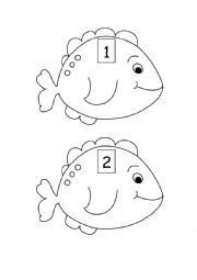 English Worksheet: numbered black and white fish