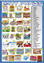 English Worksheet: City places : matching