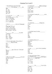 English Worksheet: Grammar Test Level 3