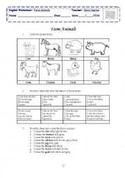 English Worksheet: Farm Animals