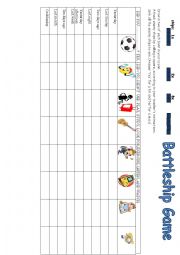 English Worksheet: BATTLESHIPS FOR REGULAR VERBS