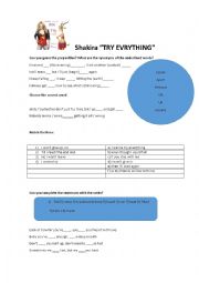 English Worksheet: Try everything by Shakira