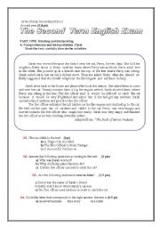 English Worksheet: exam  2 year news and tales 