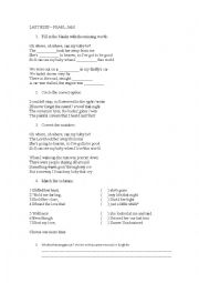 English Worksheet: Last Kiss - song lyrics