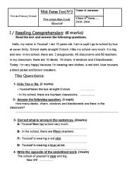 English Worksheet: Mid Term Test n 2 - 6th form