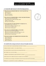 English Worksheet: The Curious Case of Benjamin Button