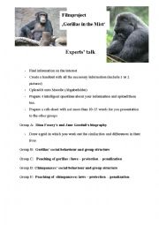 English Worksheet: Gorilla in the mist