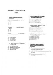 English Worksheet: PRESENT CONTINUOUS