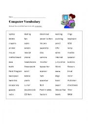 English Worksheet: Computer Vocabulary