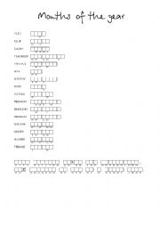 English Worksheet: Months of the year (3) Double Puzzle