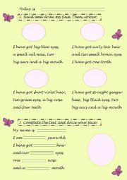 English Worksheet: Body parts