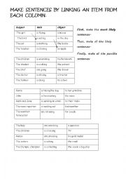 English Worksheet: Simple sentence maker