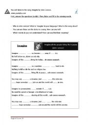 English Worksheet: Listening exercise on the verb to be with the song Imagine