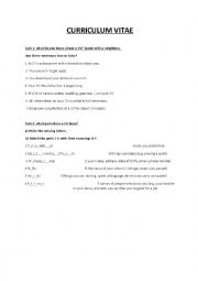 English Worksheet: CV worksheet