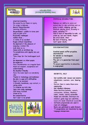 English Worksheet: Disabilities (speaking and writing ideas)