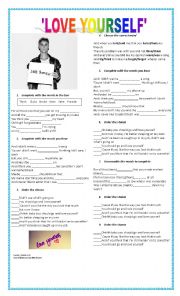 English Worksheet: Love Yourself (Justin Bieber)