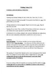 English Worksheet: writing formal and informal