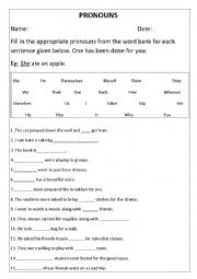 English Worksheet: Pronouns