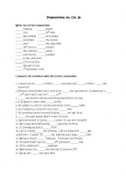 English Worksheet: prepositions 