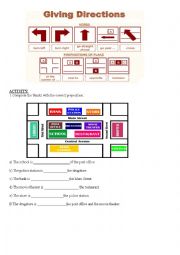 English Worksheet: Directions and prepositions