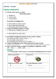 mid term 2 test 9th forms