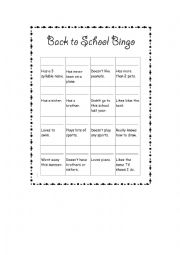 English Worksheet: Bingo Print