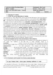 English Worksheet:  3rd MID  TERM TEST ;4th FORM 