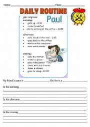 English Worksheet: daily routine