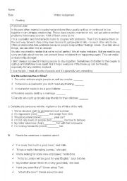 English Worksheet: Written assignment for 6th year secondary school students 